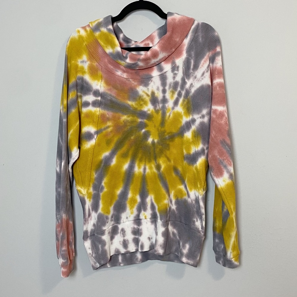 Anthro Pilcro Angie Tie Dye Cowl Neck Thermal Top - Picture 4 of 9